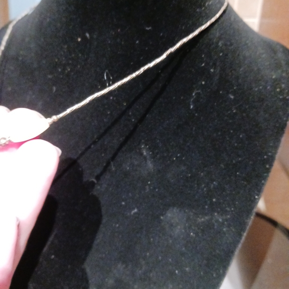 Vintage Mother Of Pearl, Small Lapis Stone 15 in. Sterling Silver Necklace - Picture 4 of 5